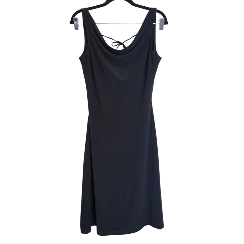 Y2K Smart Set Low Back Cowl Neck Cocktail Slip Dress Black‎ Knee Length Medium
